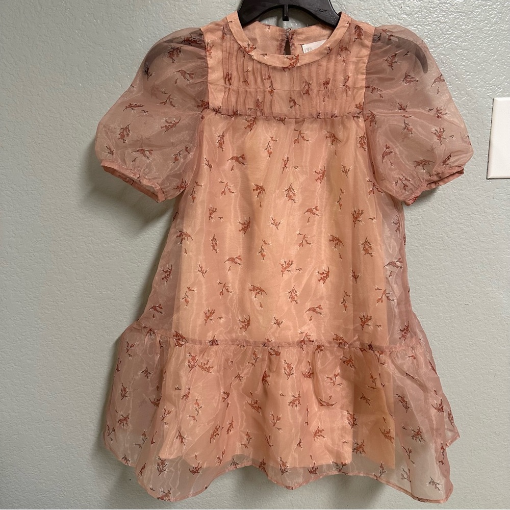 Zara chiffon pink ruffle girls dress size 9